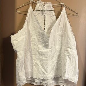 AE White Embroidered Women's Top